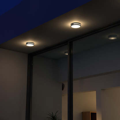 Orr Moderna lámpara de pared LED circular para exteriores en color negro Metal y acrílico