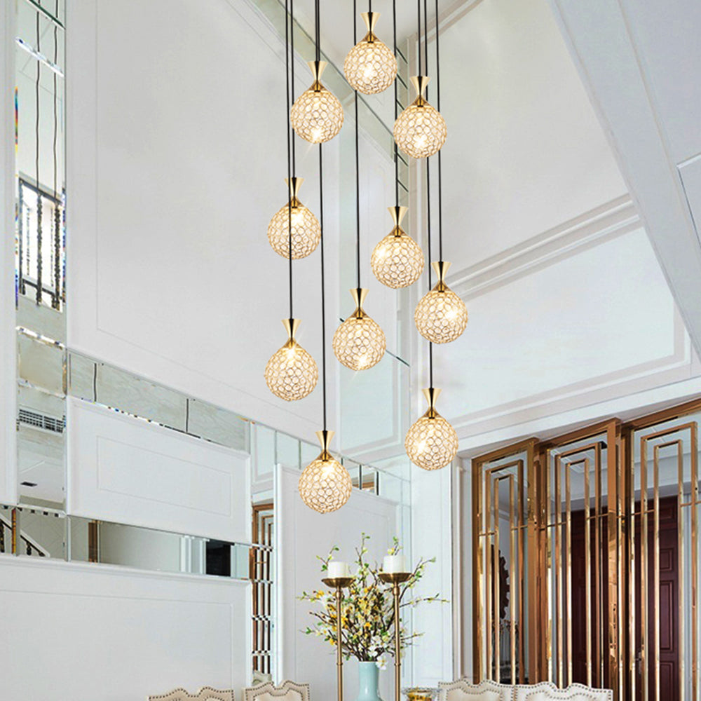 Valentina Moderno LED Bola Cristal Lámpara Colgante Oro Sala de Estar