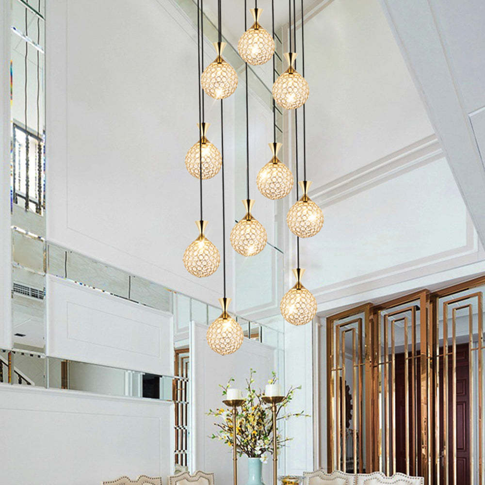 Valentina Moderno LED Bola Cristal Lámpara Colgante Oro Sala de Estar