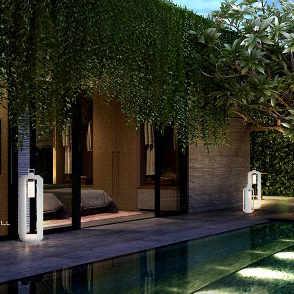 Orr Moderna Rectangular Metal Vidrio Lámpara Exterior