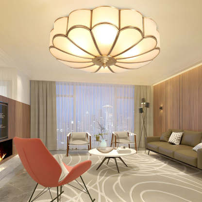 Renée Tradicional Redondo Metal Lámpara de Techo Bronce Sala de Estar