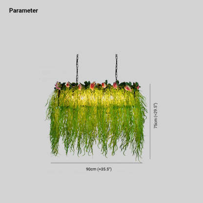 Lámpara Colgante Rústica Kunst Decó Planta Rectangular Nest