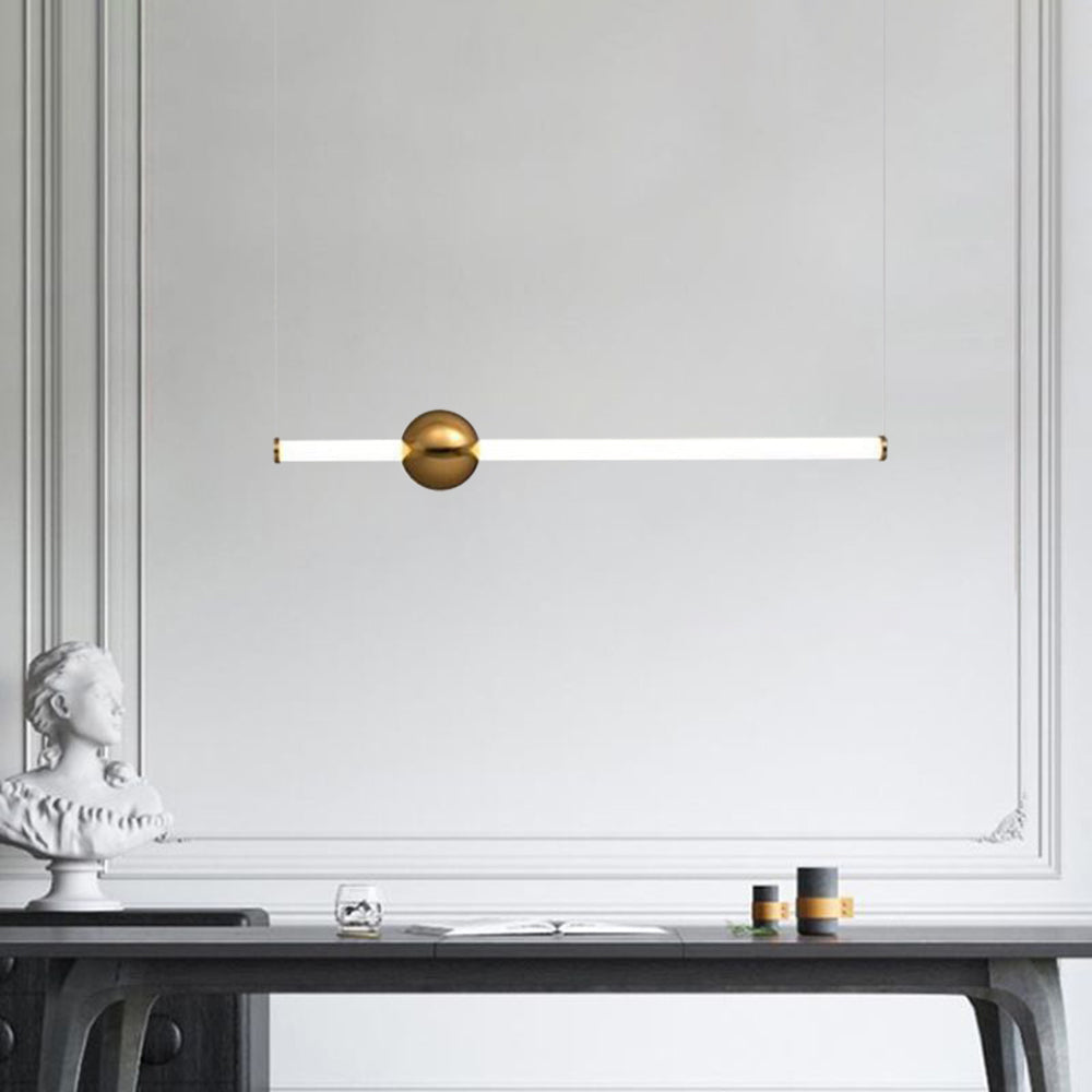 Edge Moderno LED Lámpara Colgante Blanco/Oro Salón/Dormitorio Metal y Vidrio 60CM Largo