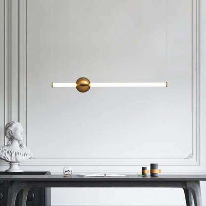 Edge Moderno LED Lámpara Colgante Blanco/Oro Salón/Dormitorio Metal y Vidrio 60CM Largo