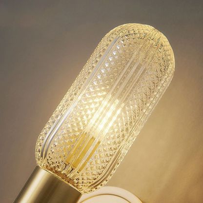 Hailie Lujo Bola LED Aplique Oro Dormitorio Metal Vidrio 2 Luminarias