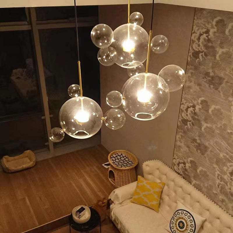 Hailie Moderne Boble Metal Pendellampe, Guld