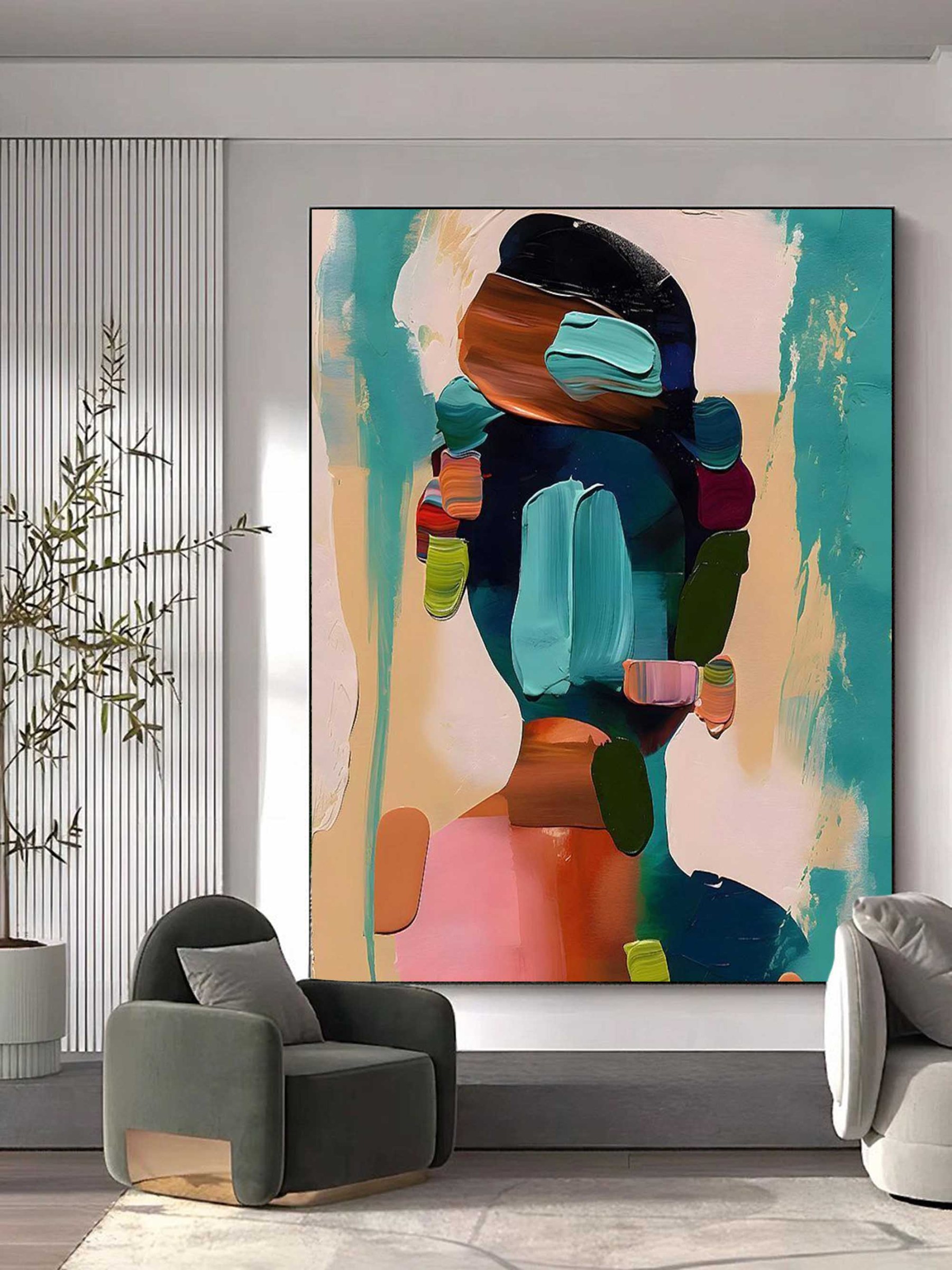 Arte Abstracto Colorido De Yeso En Lienzo Enmarcado Al Óleo | Las Sola