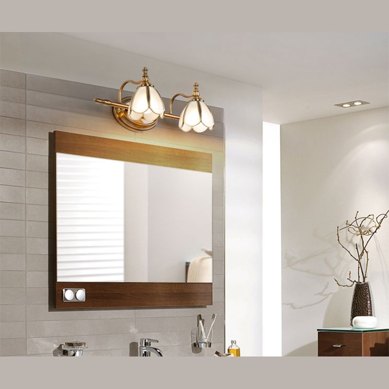 Félicie Retro Flor LED Aplique Blanco/Amarillo Cuarto de Baño/Salón Metal Vidrio 2/3/4/5 Luminarias