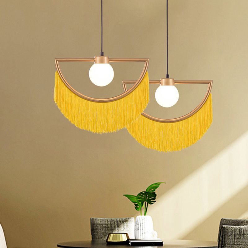 Minori Semicircular Lámpara Colgante, 4 Colores, Metal Tejido