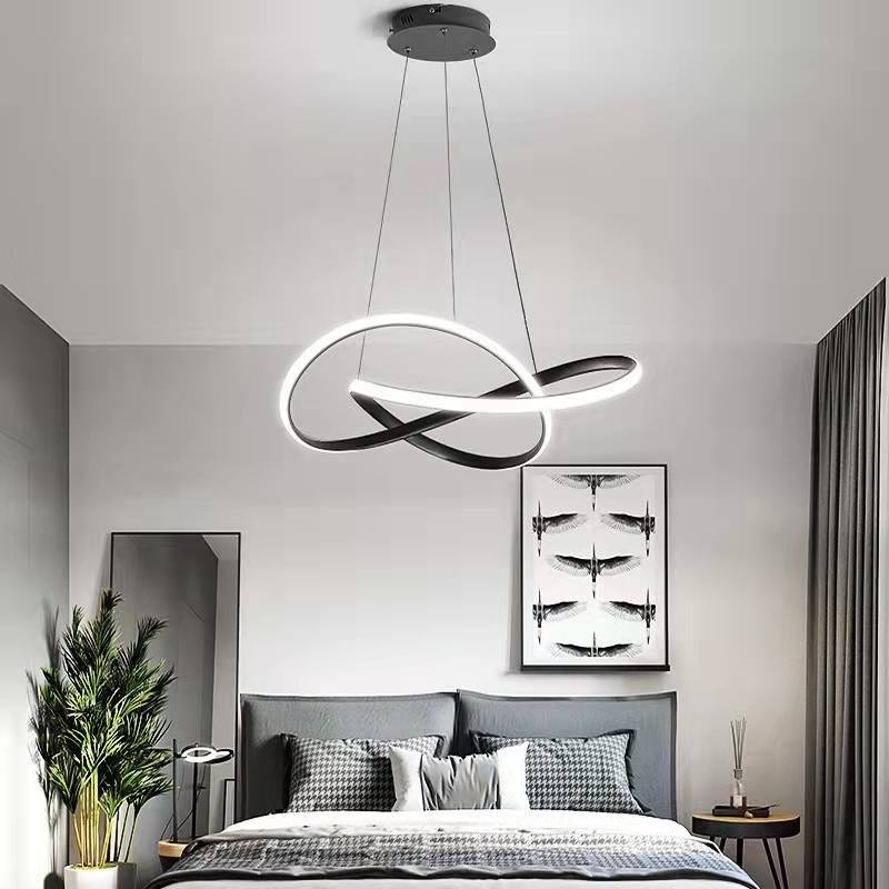 Louise Modern Linear Pendelleuchte Esstisch, Weiß Schwarz, Acryl Metall