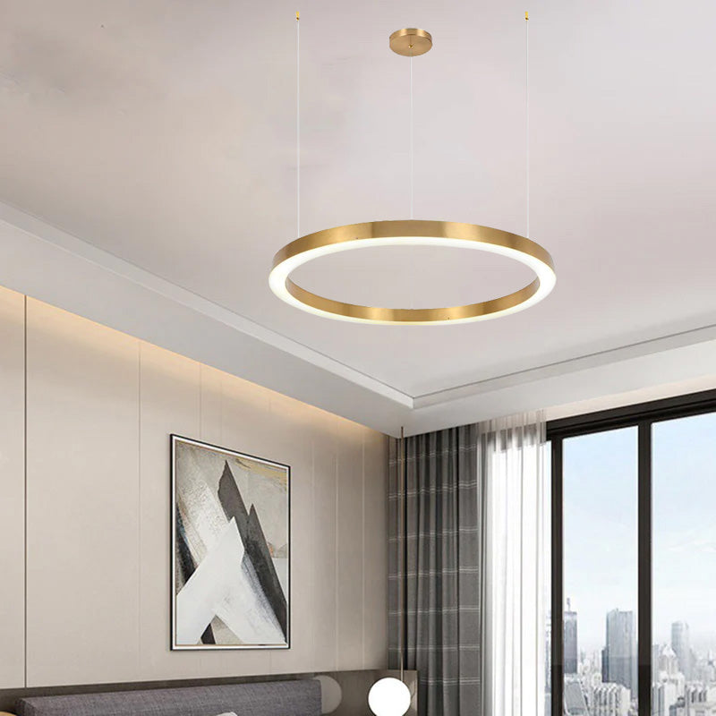 Arisha Moderno Lámpara Colgante Anillo Salón Dormitorio, Oro, Metal Acrílico