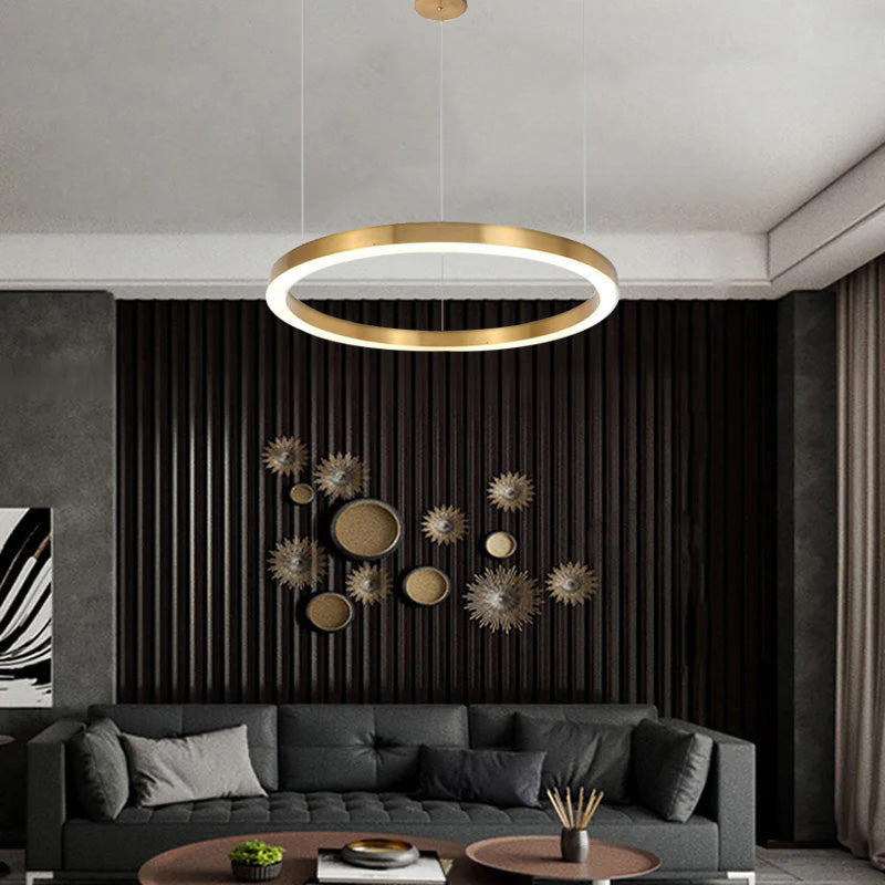 Arisha Moderno Lámpara Colgante Anillo Salón Dormitorio, Oro, Metal Acrílico