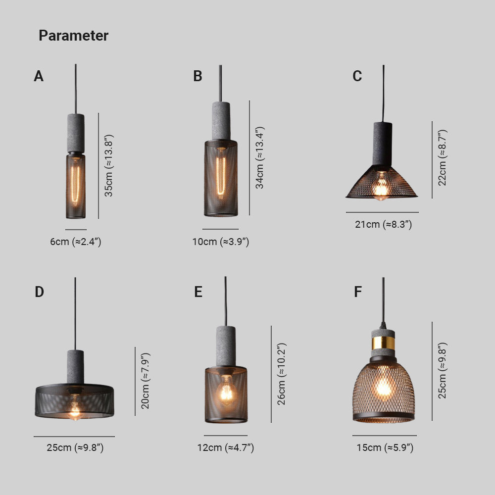 Zaid Industrial Geométrica Metal/Cemento Lámpara Colgante, Gris