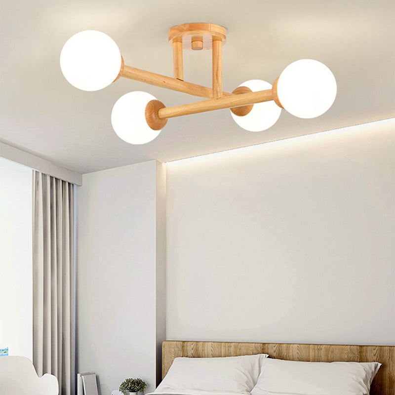 Ozawa Nórdica Multiple Bolas Vidrio Lámpara de Techo Madera