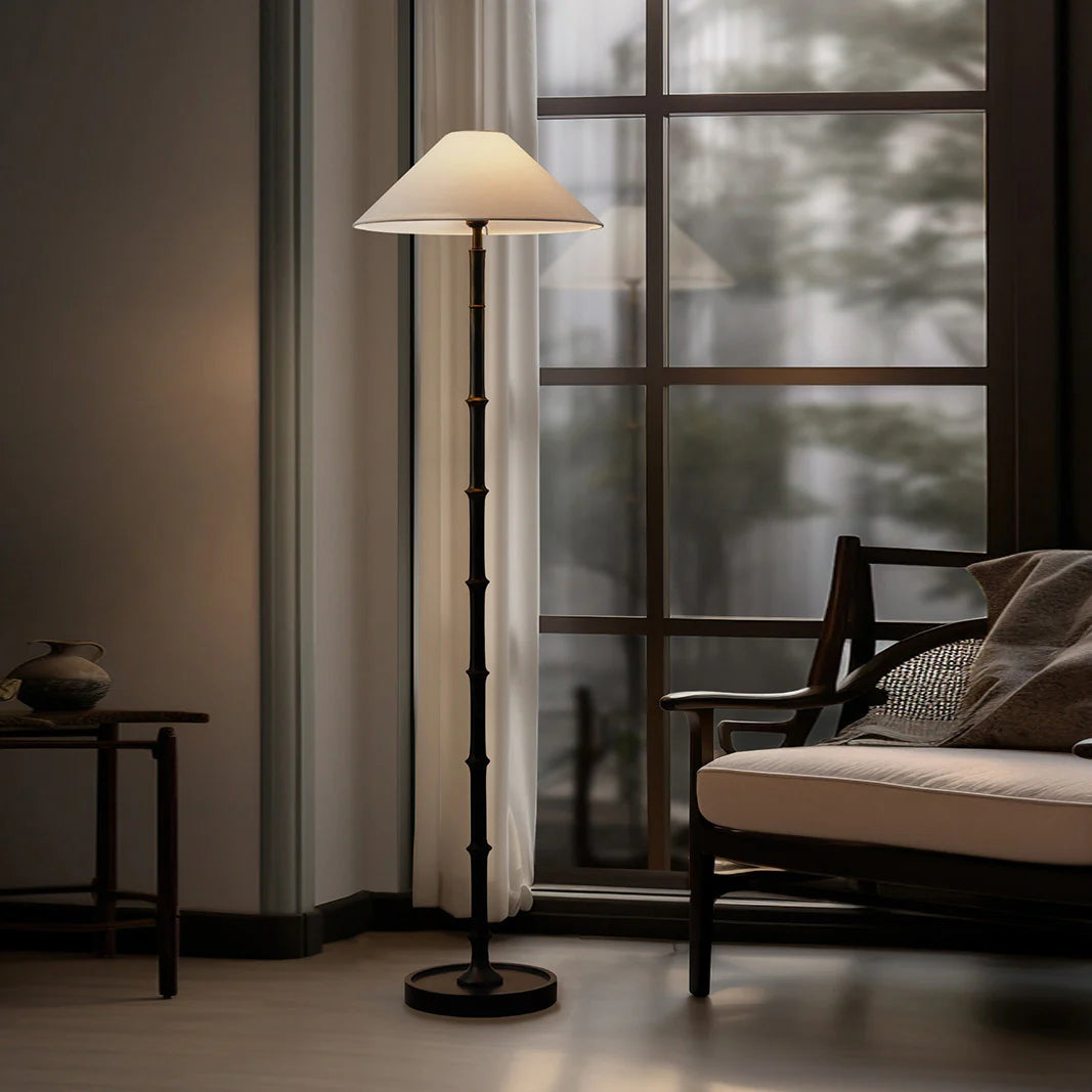 Retro Crackle Black Resin Floor Lamp