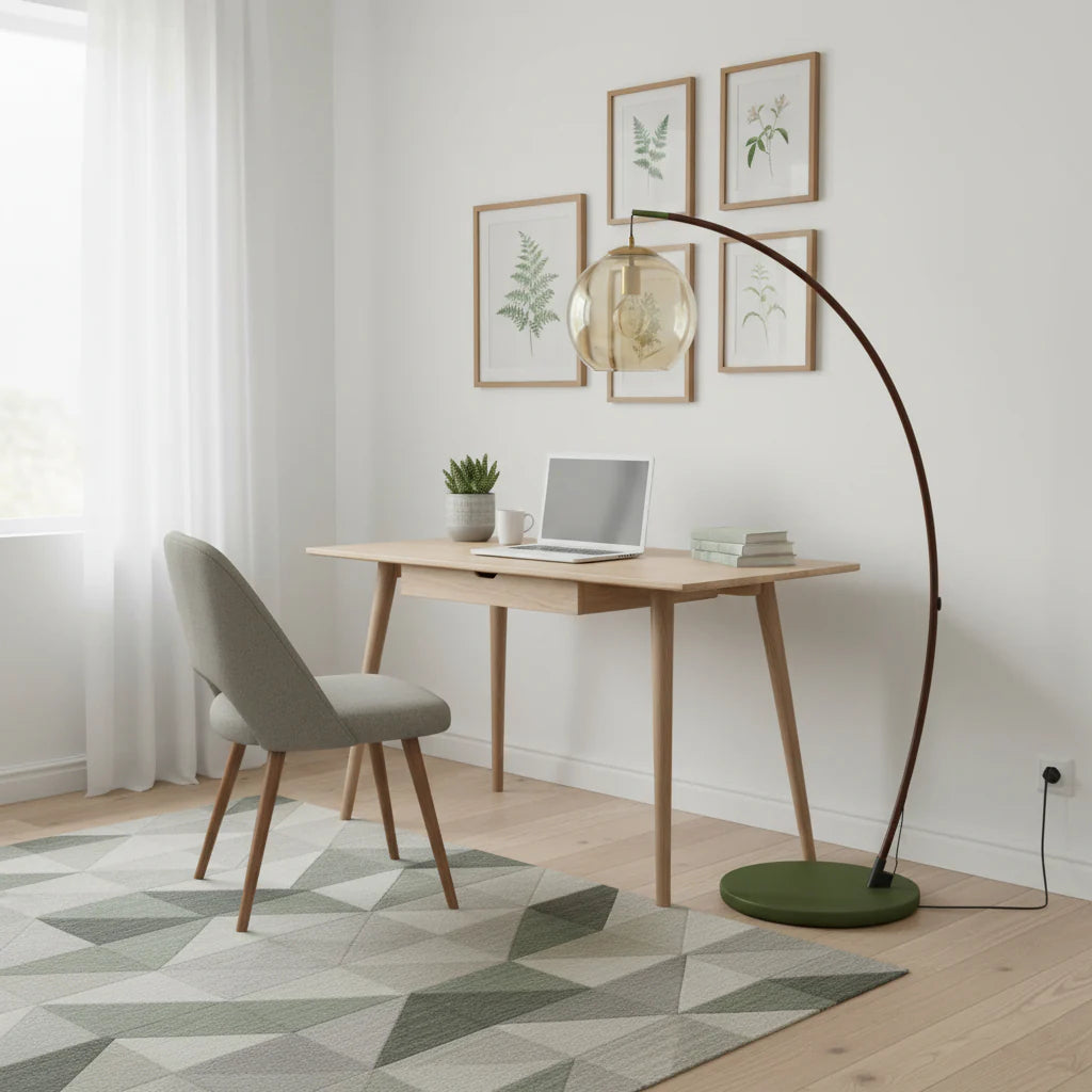 Halo Amber Glass Arc Floor Lamp
