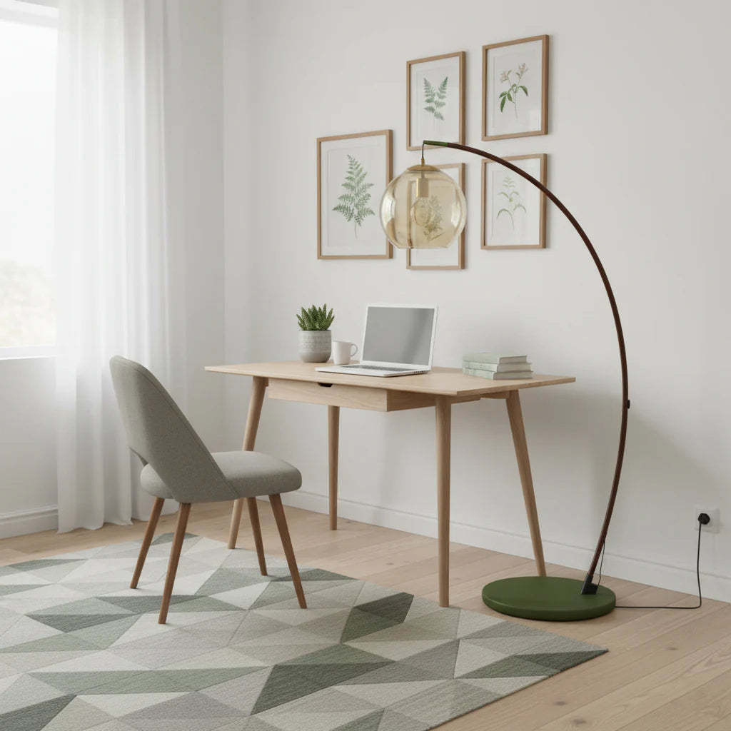 Halo Amber Glass Arc Floor Lamp