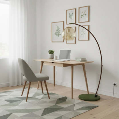Halo Amber Glass Arc Floor Lamp