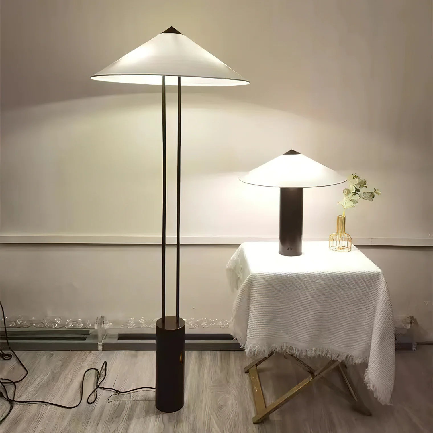 Axis Twin Post Cone Shade Metal Floor Lamp