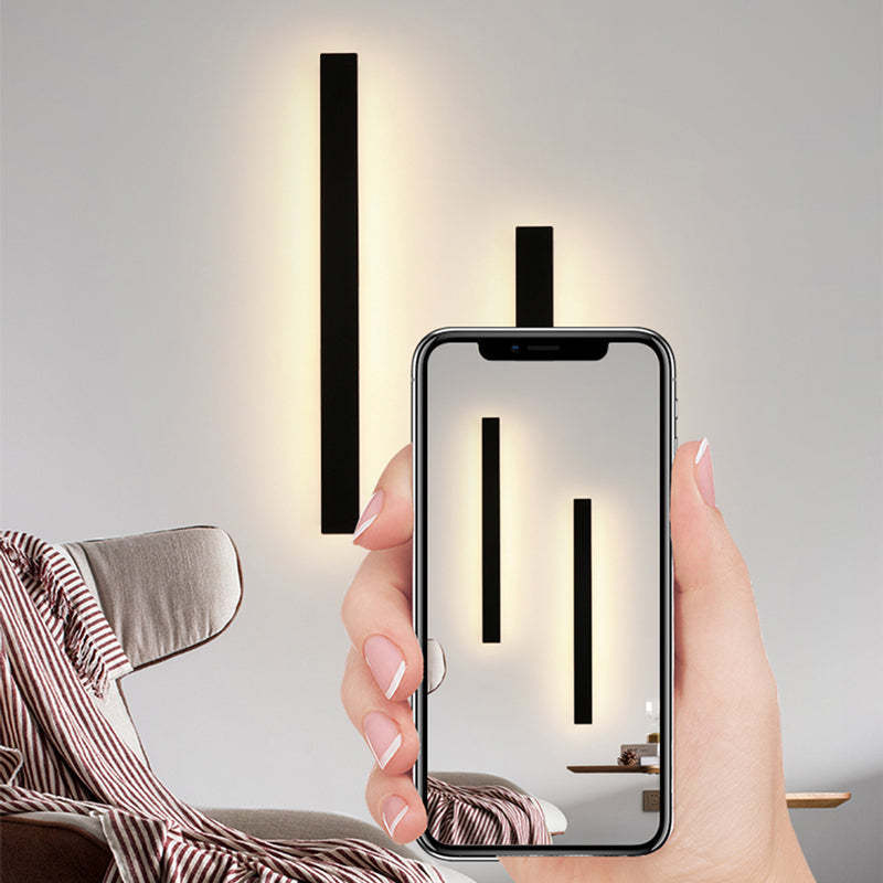 Edge Minimalista Lineal Metal Acrílico Aplique de Pared Exterior Negro