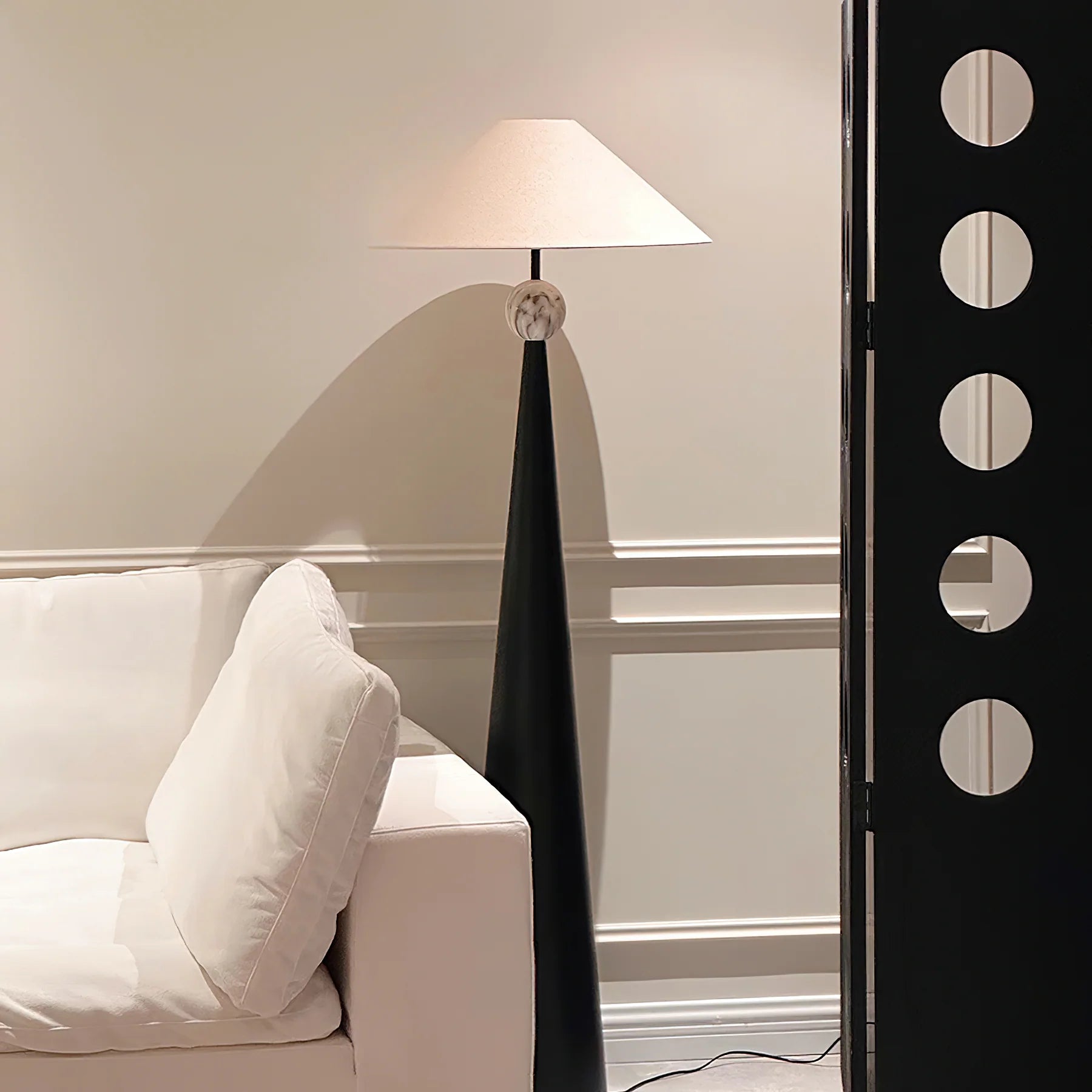 Hakka Fabric Metal Cone Floor Lamp