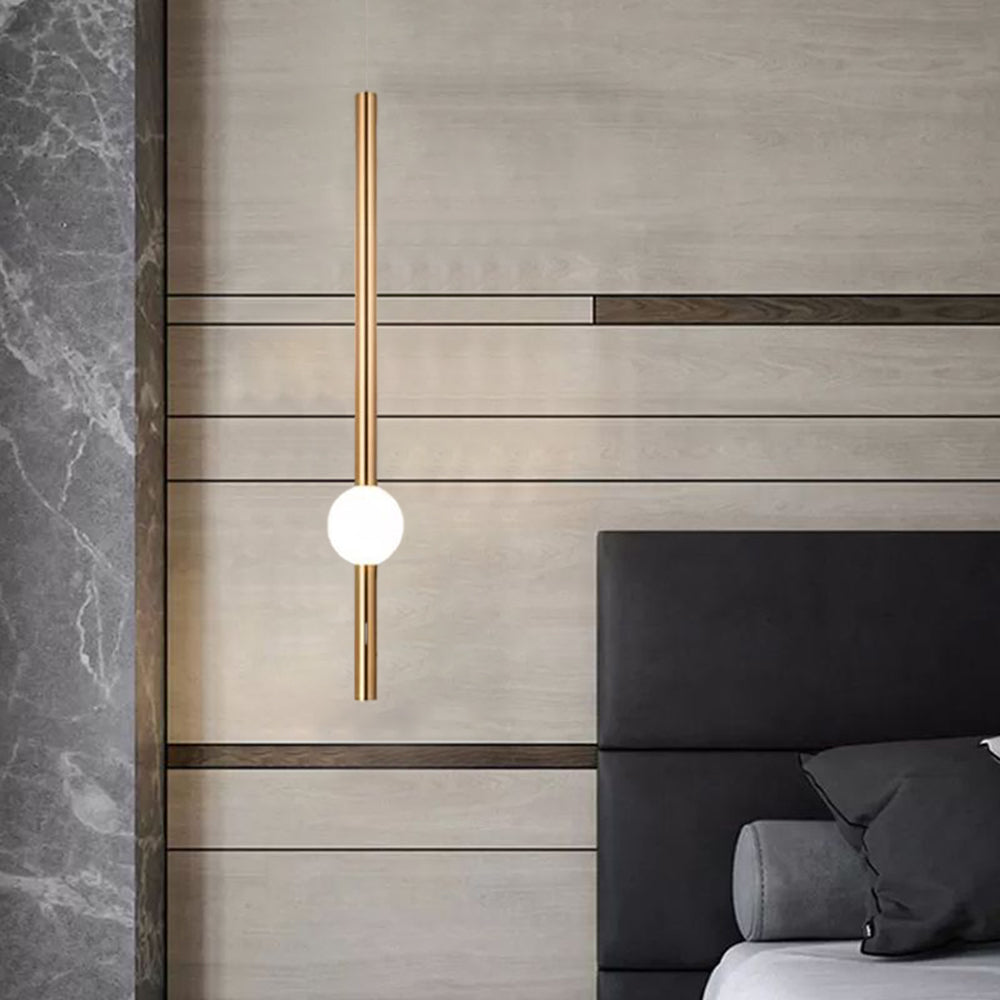 Edge Moderno LED Lámpara Colgante Blanco/Oro Salón/Dormitorio Metal y Vidrio 60CM Largo