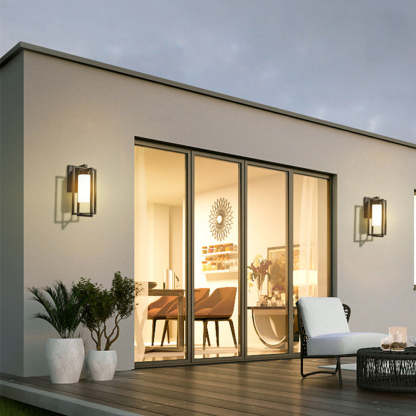 Orr Moderno Rectangular LED Aplique Exterior Cercas/Puertas/TerrazasNegro Metal 57CM Largo