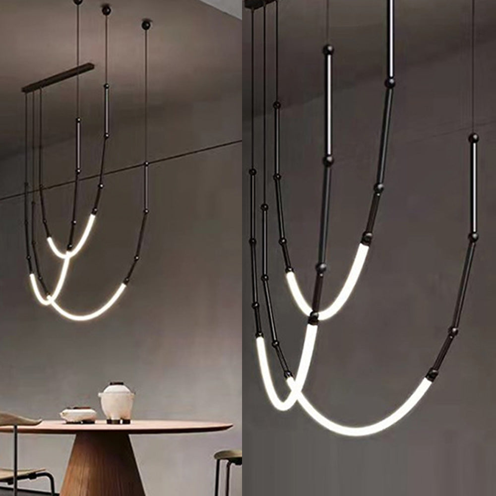 Edge Moderna Minimalista Silicona/Metal Lámpara Colgante Negra