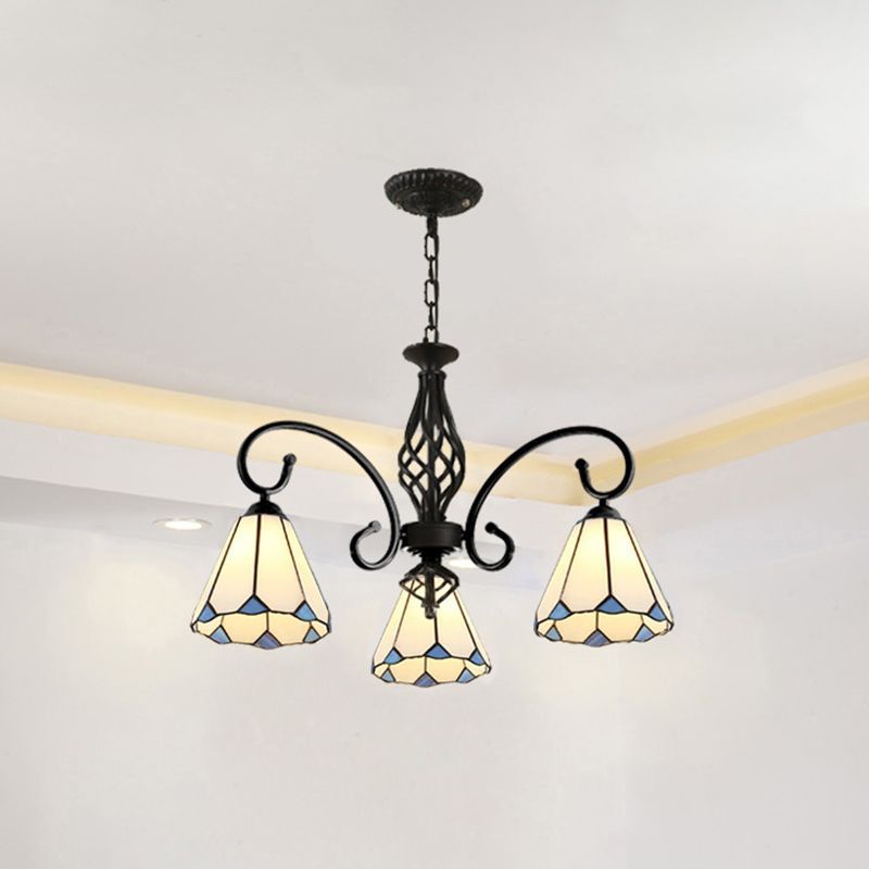 Silva Retro Tiffany LED Lámparas de Araña Blanco/Azul/Azul Marino Salón/Dormitorio Metal y Acrílico 3/5/6/8-Llamas