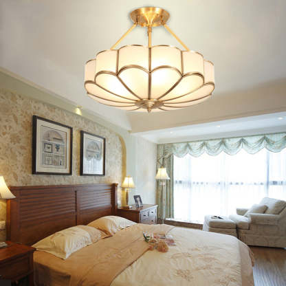 Renée Tradicional Redondo Metal Lámpara de Techo Bronce Sala de Estar