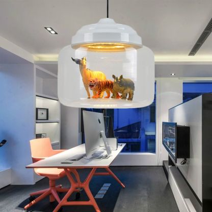 Leilani Lámpara Colgante LED Diseño Animal Negro/Blanco Sala De Estar/Dormitorio/Guardería Metal & Vidrio ∅ 24CM