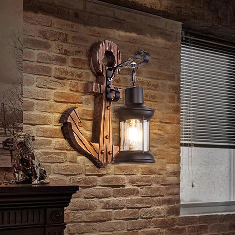 Austin Retro LED Aplique Exterior Ancla Interior Comedor/Sala de Estar Metal/Madera