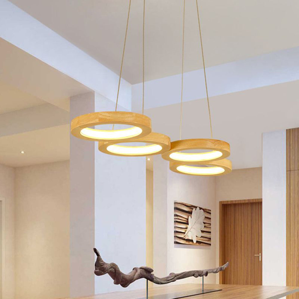 Arisha Moderno Bloque Madera Acrílico LED Lámpara Colgante Sala de Estar