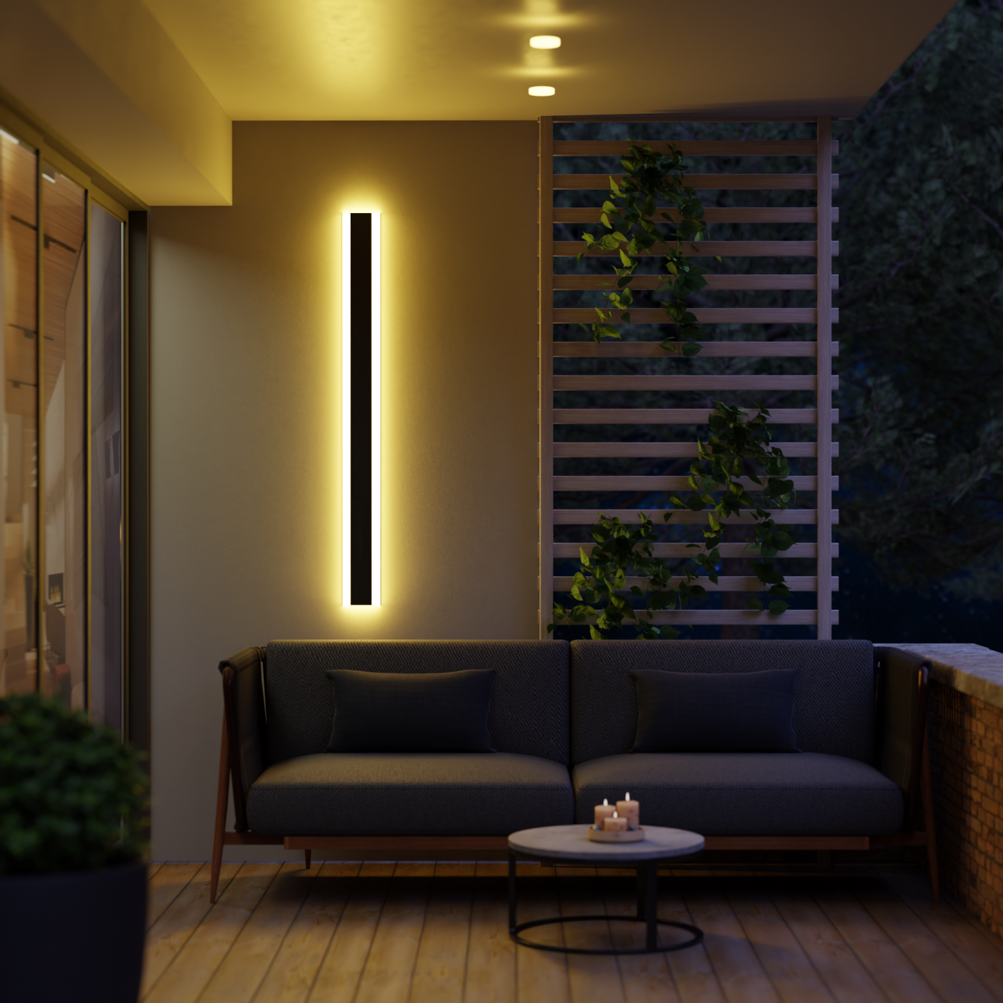 Edge Moderno Lineal Aplique Exterior Metal Acrílico Jardín Pasillo