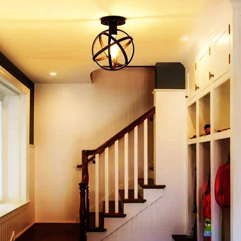 Herbert Vintage LED Lámpara de Techo Bola Negro Comedor Metal