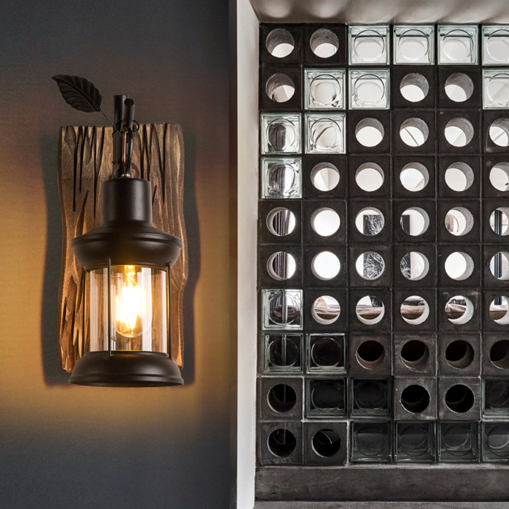 Austin Lámpara de Pared LED Vintage  Negra Dormitorio / Sala de Estar Madera Metal