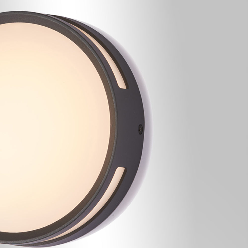 Orr Moderna lámpara de pared LED circular para exteriores en color negro Metal y acrílico