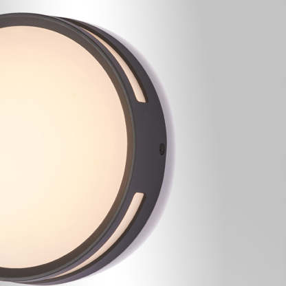 Orr Moderna lámpara de pared LED circular para exteriores en color negro Metal y acrílico