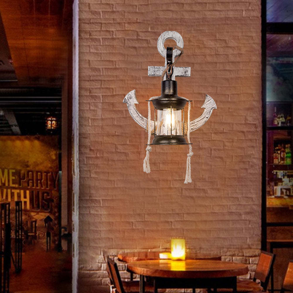 Austin Retro LED Aplique Exterior Ancla Interior Comedor/Sala de Estar Metal/Madera