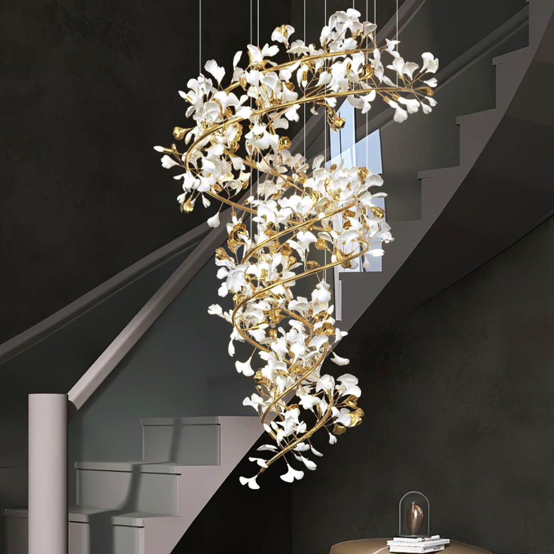 Olivia AntGlo Araña de Escalera Moderna Dorada Metal/Cerámica