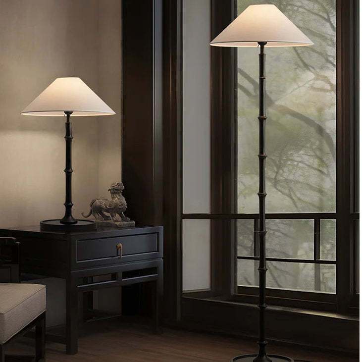 Retro Crackle Black Resin Floor Lamp