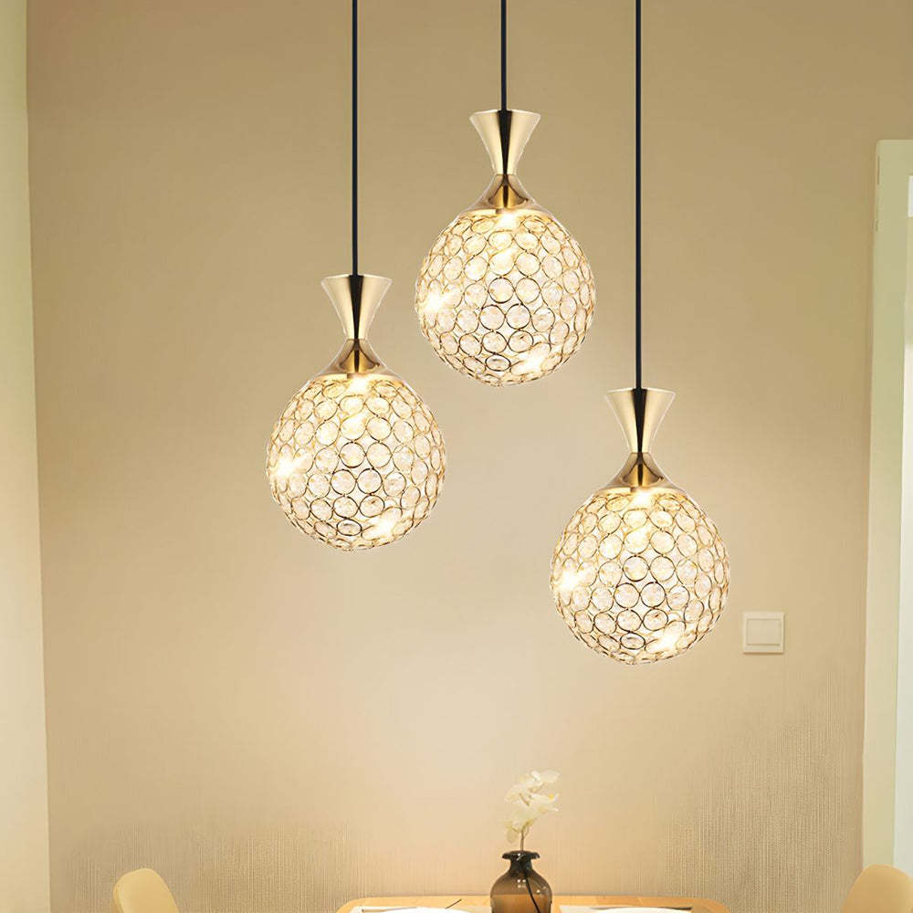 Moderno LED Bola Cristal Lámpara Colgante Oro Sala de Estar | Las Sola