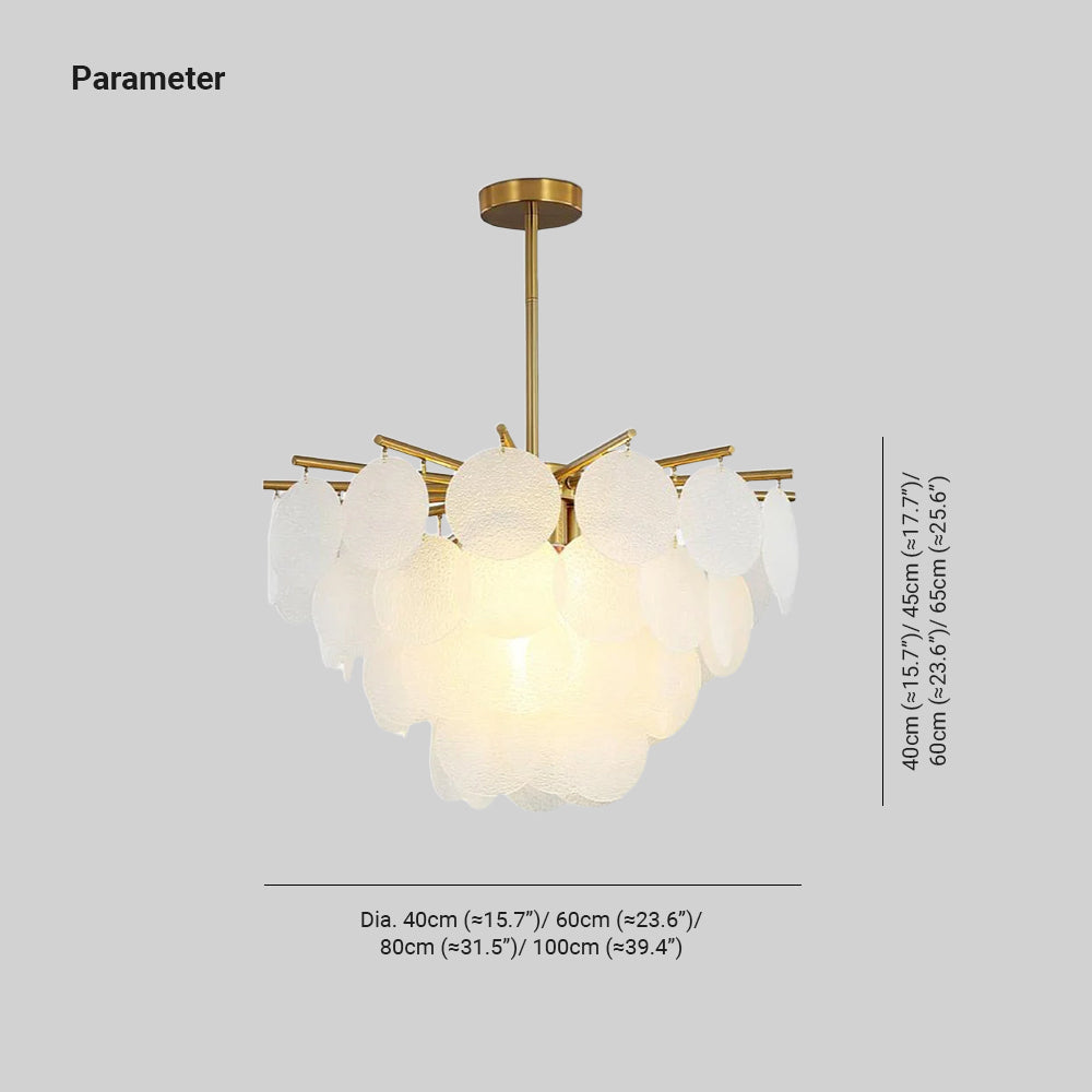 Verona Frosted Glass Disk Brass Chandelier