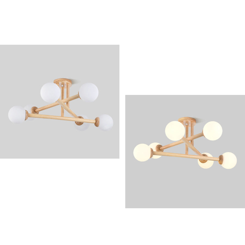 Ozawa Nórdica Multiple Bolas Vidrio Lámpara de Techo Madera