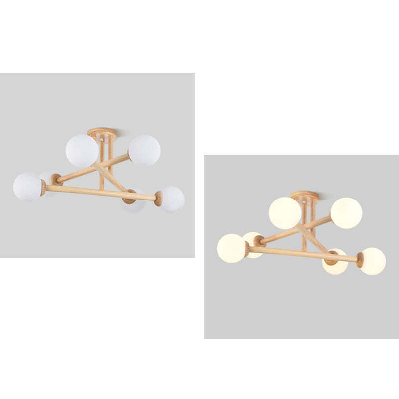 Ozawa Nórdica Multiple Bolas Vidrio Lámpara de Techo Madera