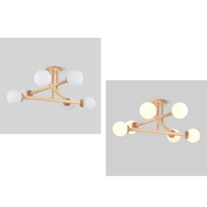 Ozawa Nórdica Multiple Bolas Vidrio Lámpara de Techo Madera