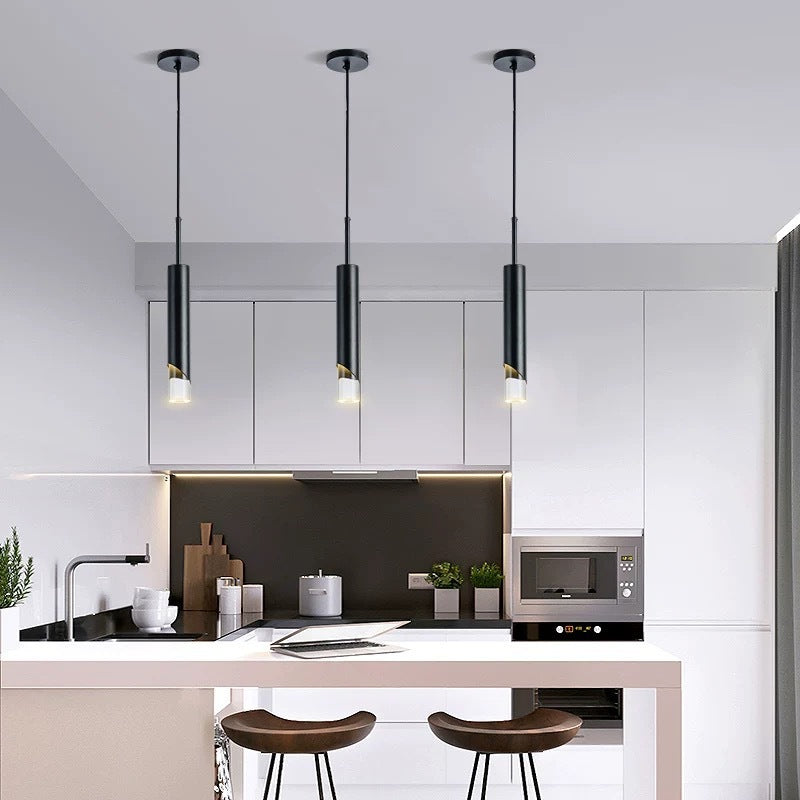 Edge Minimalista LED Lámpara Colgante Negro Dormitorio/Comedor