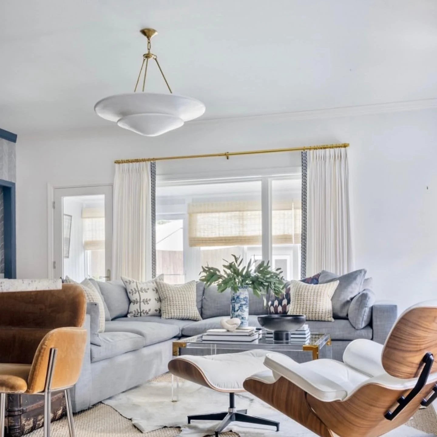 Retro Plaster Brass Chandelier