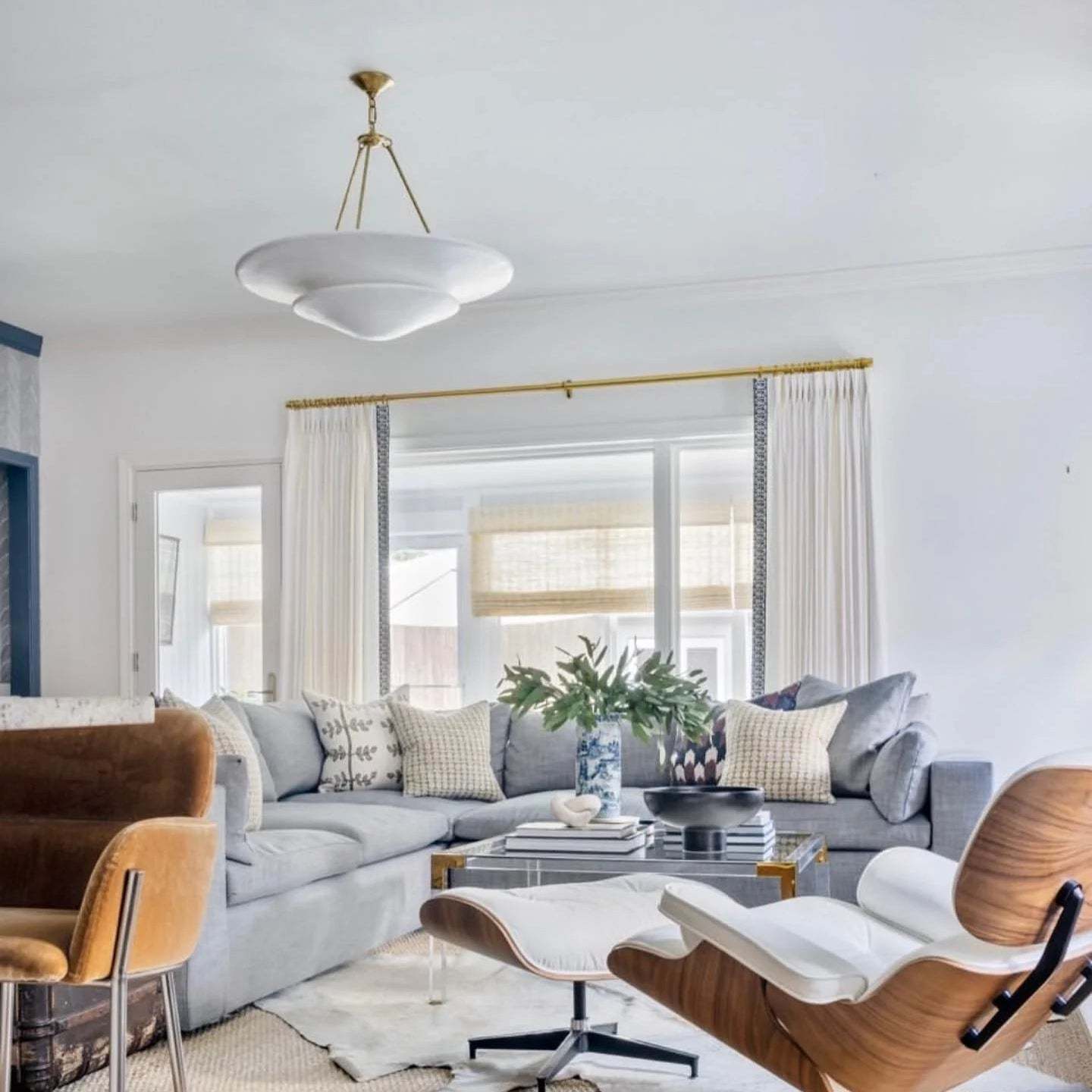 Retro Plaster Brass Chandelier