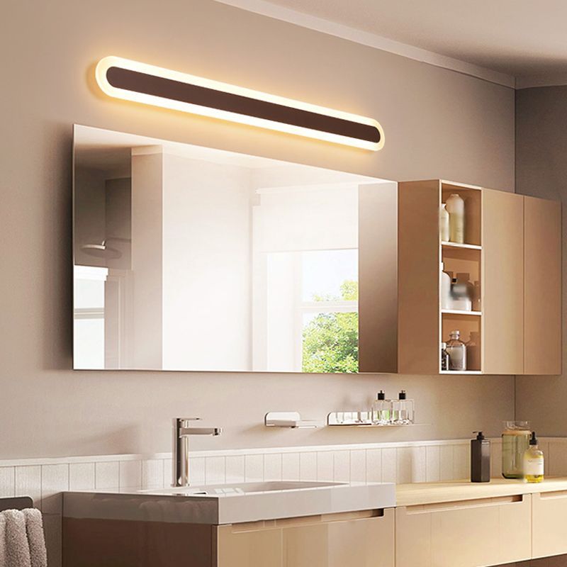 Edge Moderno Lineal LED Aplique Blanco/ Marrón Cuarto de Baño Metal Acrílico Tallas 40/59/80/99CM